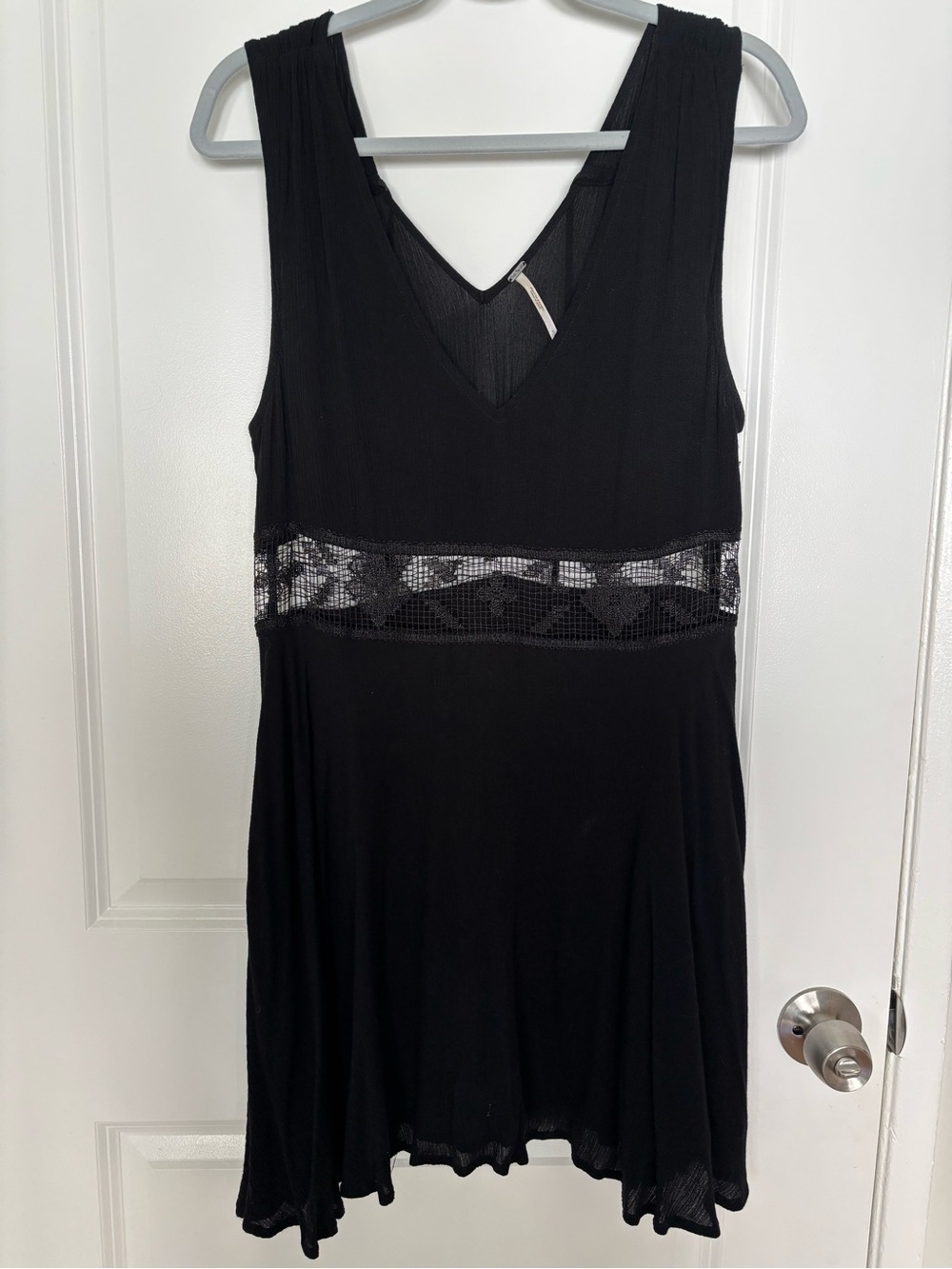 Free People Black Lace V-Neck Mini Dress